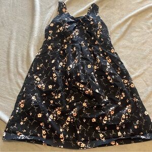 Motherhood Black Dress with Pink Floral Pattern